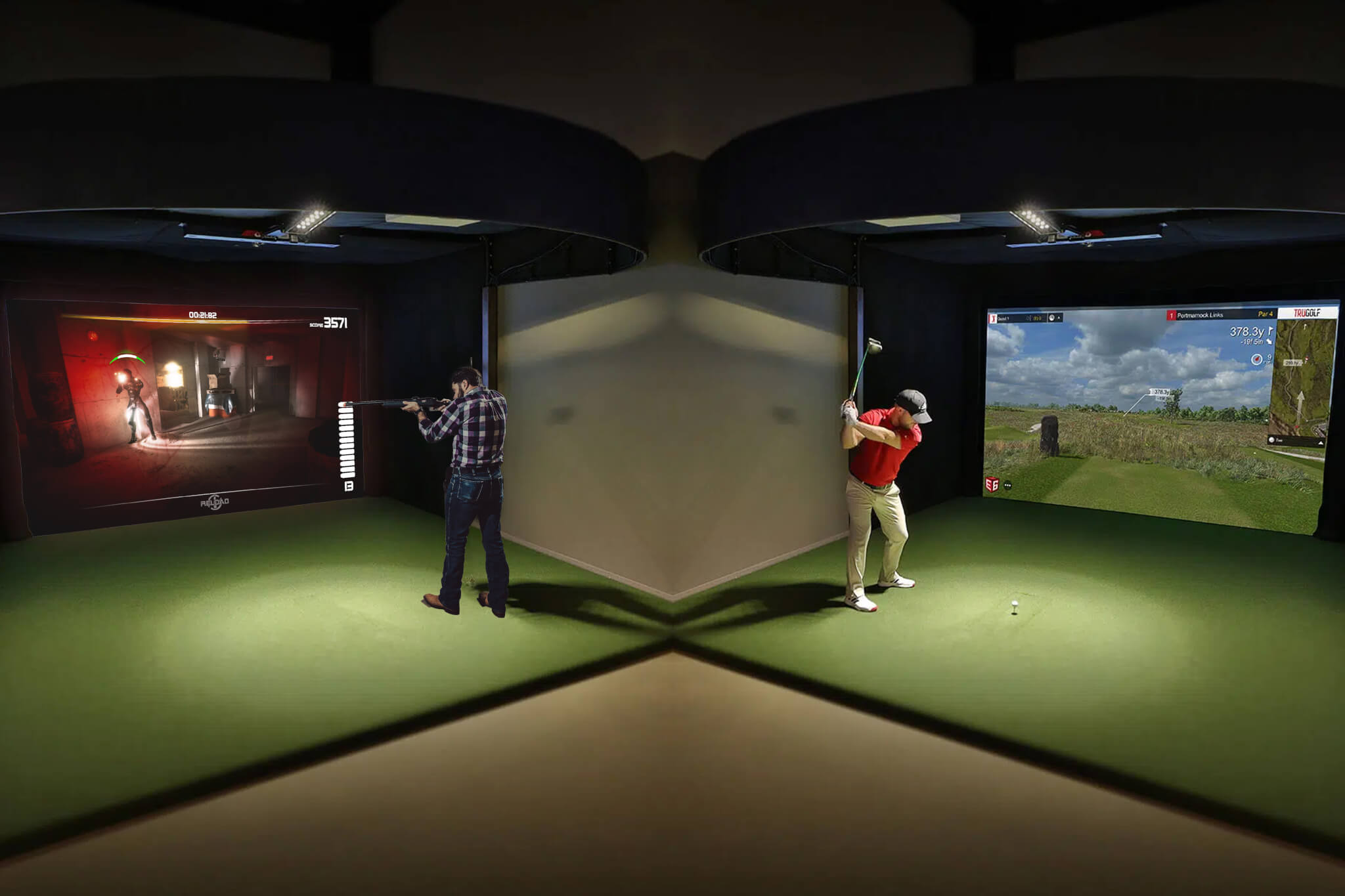 SIMrange integrated into a golf simulator bay
