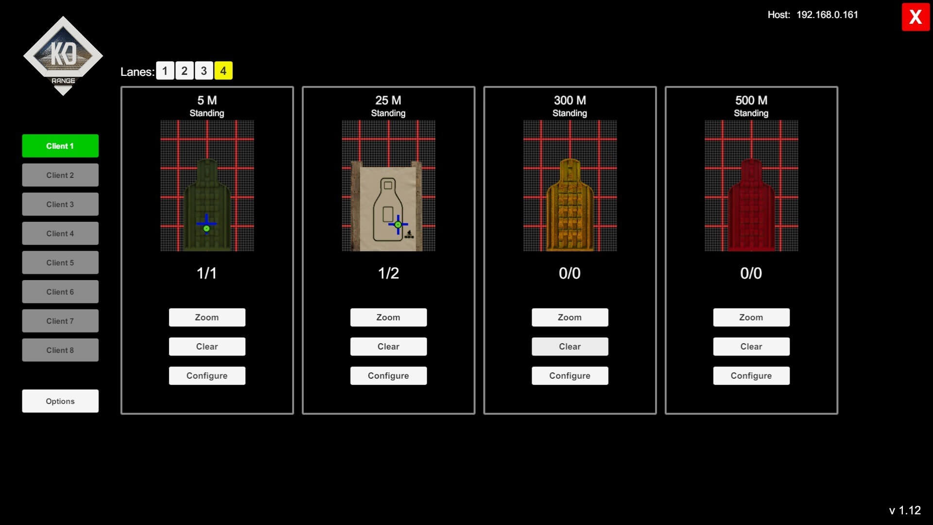 KD range host view with multiple lanes